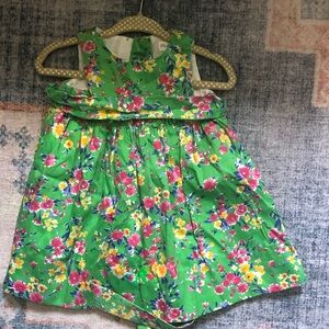 Ralph Lauren Beautiful Bright Green floral Baby Girl Dress with Bloomers Size 6M
